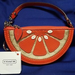 Coach Orange Slice Patent Leather Coin Purse